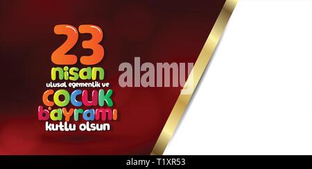 April 23 nationale Souveränität und der Tag der Kinder. Reklametafeln, Poster, Social Media, Grußkartenvorlage. Stock Vektor