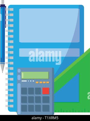 Schulnotizbuch mit Zubehör Vektorgrafik Design Stock Vektor