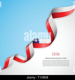 Vektor Banner in weißen und blauen Farben und winkte Band mit Flagge von Chile. Vorlage für Poster Design, Broschüren, Drucksachen, Logos Stock Vektor