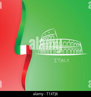 Kolosseum und die italienische Flagge Hintergrund. Vector Illustration Stock Vektor