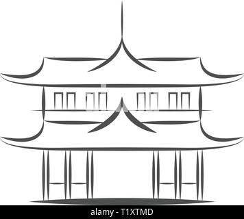 Chinesische oder japanische Pagode Gebäude Vektor icon. Flache Zeichen für mobile Konzept und Webdesign. Asiatische Tempel Architektur glyph Icon. Reisen Symbol Stock Vektor