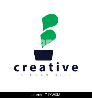 B schreiben Bonsai abstrakte Logo Design Template Stockfoto