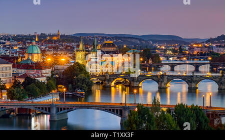 Überblick über die schöne Stadt Prag, Tschechische Republik. Stockfoto