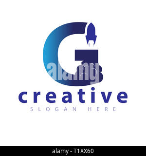 G Schreiben Rakete logo Symbol vektor Vorlage Stockfoto