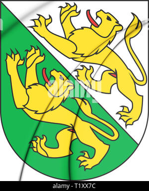 3D-Thurgau Wappen, Schweiz. 3D-Darstellung. Stockfoto