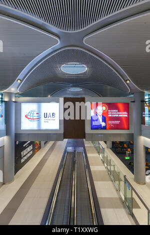 Istanbul, Türkei - 14. Februar 2019: Terminal Der neue Flughafen Istanbul (IST/ISL) in der Türkei. Stockfoto