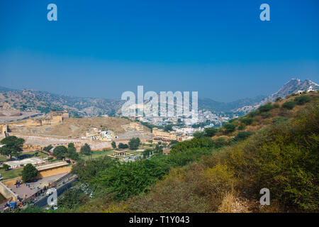 JAIPUR, INDIEN - November 18, 2012: Übersicht von Fort Amber Pink City Stockfoto