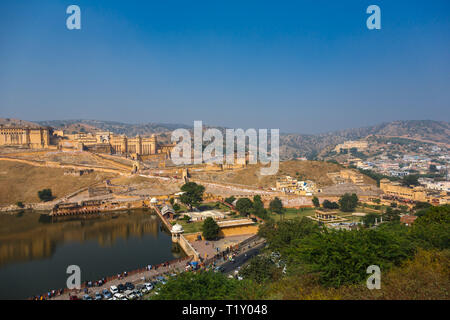 JAIPUR, INDIEN - November 18, 2012: Übersicht von Fort Amber Pink City Stockfoto