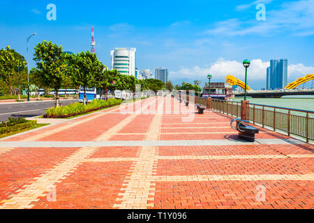 Riverfront Promenade in Danang City in Vietnam. Stockfoto