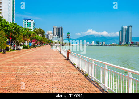 Riverfront Promenade in Danang City in Vietnam. Stockfoto