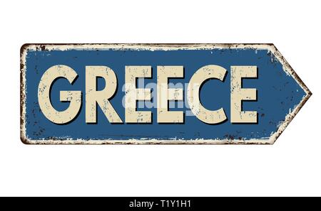 Griechenland Oldtimer rostiges Metall Zeichen auf weißem Hintergrund, Vector Illustration Stock Vektor