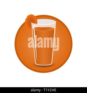 Glas Karottensaft frische und gesunde vegetarische Ernährung für Print und Web Dekoration Symbol, Cartoon Illustration. Stock Vektor