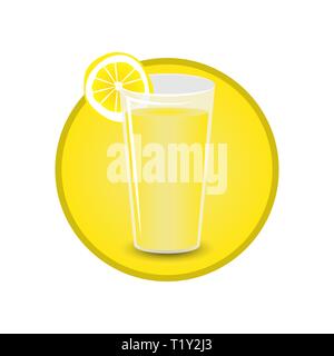 Glas Zitronensaft frische und gesunde vegetarische Ernährung für Print und Web Dekoration Symbol, Cartoon Illustration. Stock Vektor