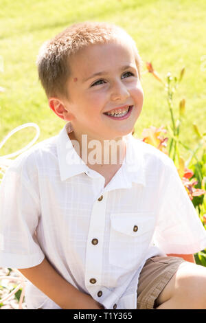 Expressive fünf Jahre alten Jungen, USA Stockfoto