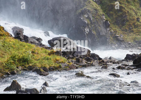 Der Teil der Latefossen, einer der größten Wasserfälle in Norwegen. Stockfoto