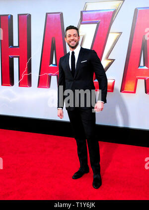 LOS ANGELES, Ca - 28. März: Schauspieler Zachary Levi besucht die Weltpremiere von Warner Bros. und New Line Cinema hazam!' am 28. März 2019 in TCL Chinese Theatre in Los Angeles, Kalifornien. Foto von Barry King/Alamy leben Nachrichten Stockfoto