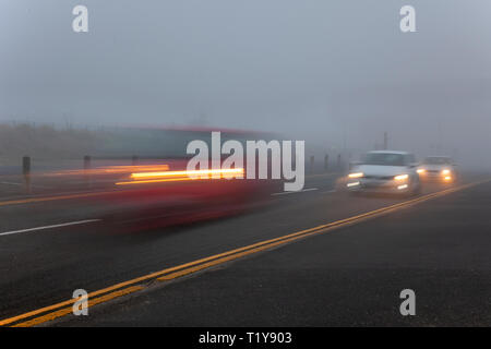 Southport, Merseyside. 29. März, 2019. UK Wetter. Kaltfront im Nordwesten bringt Morgen Dunst, Nebel und schlechter Sicht auf die Küstenstadt. Kredit. MWI/AlamyLiveNewsCredit. MWI/AlamyLiveNews Stockfoto