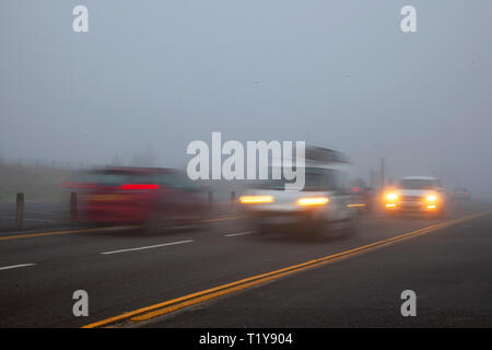 Southport, Merseyside. 29. März, 2019. UK Wetter. Kaltfront im Nordwesten bringt Morgen Dunst, Nebel und schlechter Sicht auf die Küstenstadt. Kredit. MWI/AlamyLiveNewsCredit. MWI/AlamyLiveNews Stockfoto