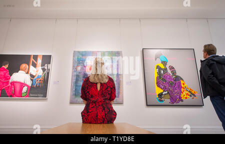 Sotheby's London, UK. 29. März, 2019. Vor dem Verkauf Ausstellung für Moderne und Zeitgenössische afrikanische Kunst, zeigen die Arbeiten von Künstlern aus der afrikanischen Diaspora. Credit: Malcolm Park/Alamy Leben Nachrichten. Stockfoto