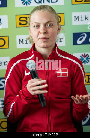 Aarhus, Dänemark. 29. Mär 2019. Anna-Emilie Moller von Dänemark nimmt an der Pressekonferenz im Vorfeld der IAAF World Cross Country Championships am 29. März 2019 in Aarhus, Dänemark Quelle: Gary Mitchell, GMP-Media/Alamy leben Nachrichten Stockfoto