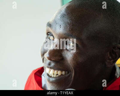 Aarhus, Dänemark. 29. Mär 2019. Geoffrey Kipsang Kamworor von Kenia nimmt an der Pressekonferenz im Vorfeld der IAAF World Cross Country Championships am 29. März 2019 in Aarhus, Dänemark Quelle: Gary Mitchell, GMP-Media/Alamy leben Nachrichten Stockfoto