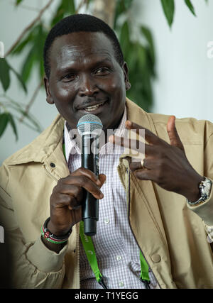 Aarhus, Dänemark. 29. Mär 2019. Paul Tergat nimmt an der Pressekonferenz im Vorfeld der IAAF World Cross Country Championships am 29. März 2019 in Aarhus, Dänemark Quelle: Gary Mitchell, GMP-Media/Alamy leben Nachrichten Stockfoto