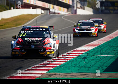 Circuit de Barcelona-Catalunya, Barcelona, Spanien. 29 Mär, 2019. FIA Tourenwagen Meisterschaft, Prüfung Tag 2; Benjamin Leuchter (DEU), Volkswagen Golf GTI TCR führt während der WTCR offizielle Test Credit: Aktion plus Sport/Alamy leben Nachrichten Stockfoto