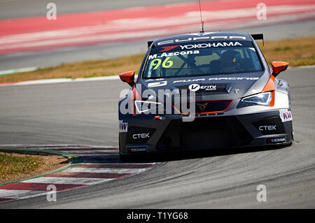 Circuit de Barcelona-Catalunya, Barcelona, Spanien. 29 Mär, 2019. FIA Tourenwagen Meisterschaft, Prüfung Tag 2; PWR Racing Mikel Azcona (ESP) CUPRA TCR in Aktion während der WTCR test Credit: Aktion plus Sport/Alamy leben Nachrichten Stockfoto