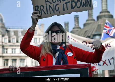 Westminster, London, Großbritannien. 29. Mär 2019. Pro Brexit Demonstranten sammeln außerhalb des Parlaments, Westminster, Großbritannien Quelle: Knelstrom Ltd/Alamy leben Nachrichten Stockfoto