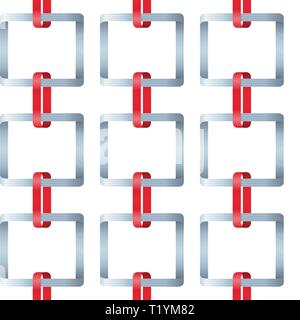 Rot und Grau Band square link Bewusstsein Symbole Muster. Vector Hintergrund. Stock Vektor