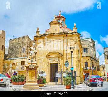 RABAT, MALTA - 16. Juni 2018: Die Fassade des kleinen St Cataldus Kirche, in der Altstadt von Rabat gelegen und bekannt für die alten Katakomben, am 16. Juni in Stockfoto