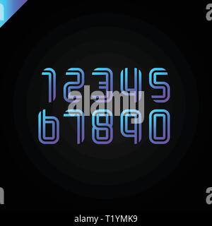 Sport Schrift Zahlen Logos durch parallele Linien gebildet. Vektor Design für Banner, Präsentation, Webseite, Karte, Etiketten oder Plakate. Stock Vektor