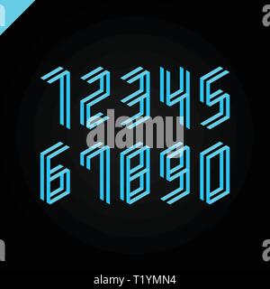 Sammlung der Blauen isometrische Sport Zahlen mit Line in der Mitte. Vector Illustration font Stock Vektor