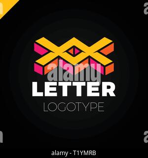 Zwei Doppel- oder isometrische Buchstabe X logo Icon Design template Elemente. Buchstabe M W Schriftzug Stock Vektor
