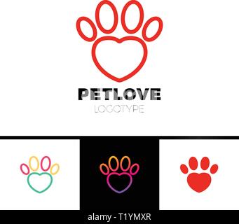 Liebe pet oder Herz Pfote Logo Vorlage Stock Vektor
