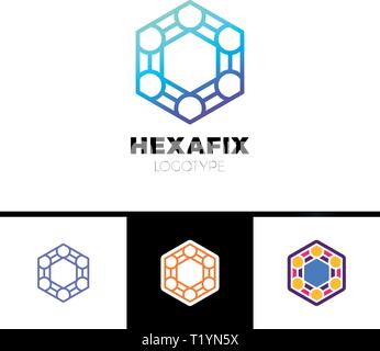 Mechanische Gang Fix Hexagon abstrakte Logo Design Stock Vektor