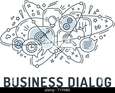 Abbildung aus dem Geschäfts- oder Star Symbole im Chat Blasen mit drei Orbital ovale Stock Vektor