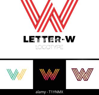 Unmöglich Form Buchstabe W Logo Design Vector template Linear. Typ Zeichen Symbol Monogramm Schriftzug Labyrinth Konzept. Stock Vektor