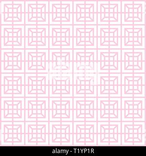 Geometrische Muster, nahtlose Square einfach Hintergrund Textur dünne Linie und hellrosa Farbe Stock Vektor