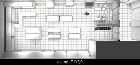 Einkaufsgeschäft, Lebensmittelgeschäft, Visualisierung, 3D-Darstellung Stockfoto