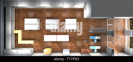 Einkaufsgeschäft, Lebensmittelgeschäft, Visualisierung, 3D-Darstellung Stockfoto