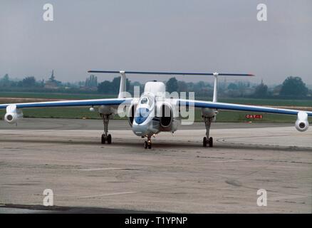 Myasishchev M-55, ehemaligen sowjetischen Spion Flugzeug, von 1992, die von der wissenschaftlichen europäischen Konsortium Geophysica für Atmosphäre sucht über Ozon in der Stratosphäre, Stratosphäre und Troposphäre Interaktion und ihre Auswirkungen auf die globale Erwärmung beschäftigt Stockfoto