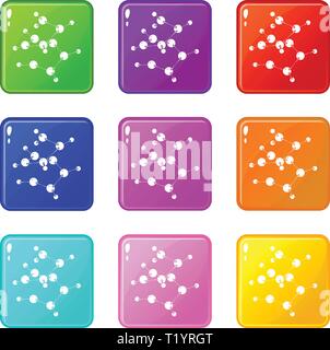 Valin Icons Set 9 Colour Collection Stock Vektor