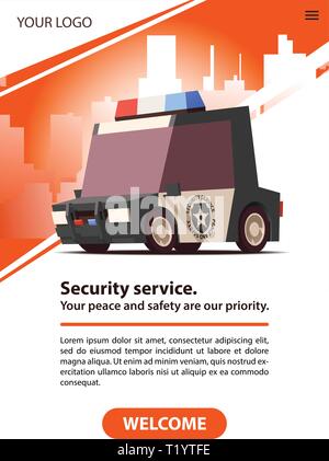 Private Guard Auto. Vector Illustration. Poster Security Service. Stock Vektor
