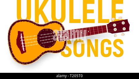 Musical instrument Symbol. Ukulele songs, Akkorde, Songbook, Music fest Poster. Realistische logo Vorlage. Moderne emblem Idee. Isolierte Vector Illustration Stock Vektor