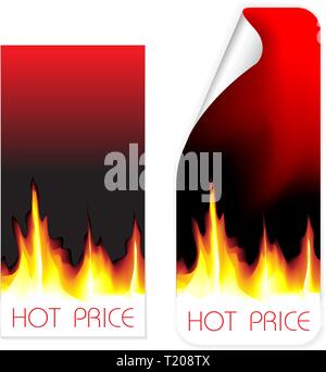 Satz von Etikett und Karte mit heißen Preis Stock Vektor