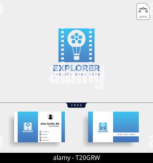 Ballonfahrt Kino Film Roll einfaches Logo template Vector Illustration icon-Element isoliert-Vektor Stock Vektor