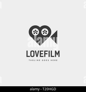 Liebe Film Herz Kino film Creative einfaches Logo template Vector Illustration icon-Element isoliert-Vektor Stock Vektor