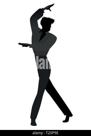 Silhouette der Spanischen Flamenco Tänzerin Mann. Vector Illustration Stock Vektor