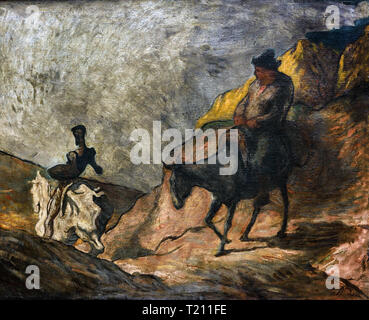 Don Quixote und Sancho Panza von Honore Daumier 1808-1879 ( Honoré-Victorin Daumier war ein französischer Maler, Bildhauer und Druckmacher, dessen viele Werke Kommentare über das gesellschaftliche und politische Leben in Frankreich bieten ) Stockfoto